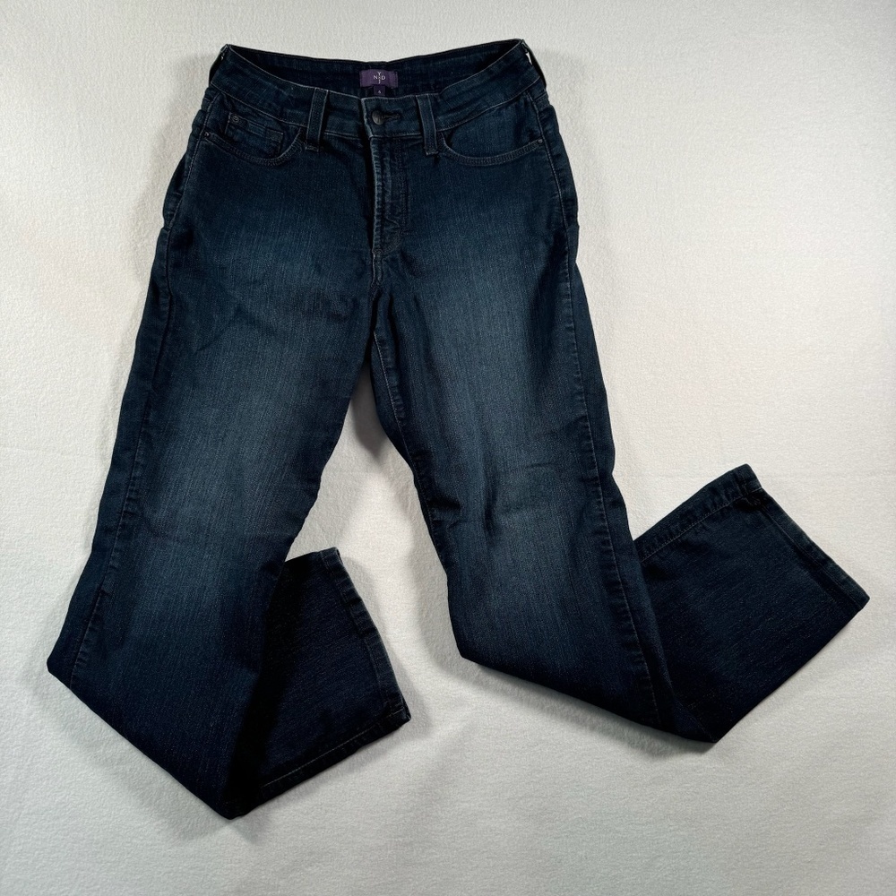 NYDJ Straight Leg Jeans Womens Size 6 Dark Blue Mid Rise